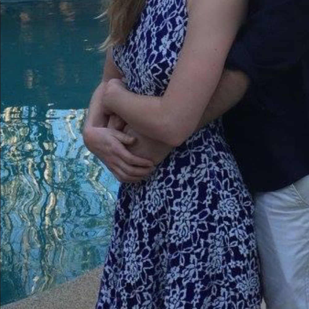 Blue and white dress